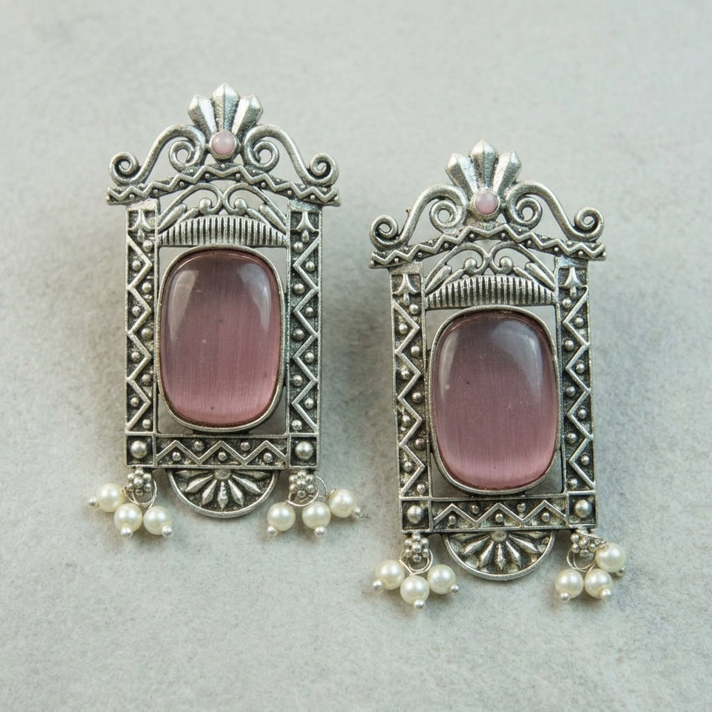 MYRA - Silver Toned BRASS Earrings Main image