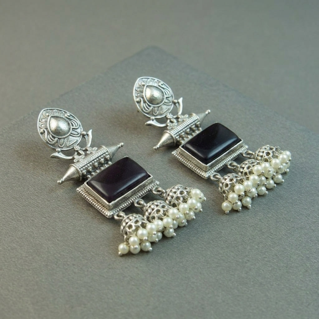 MYRA - Silver Toned BRASS Earrings Main image