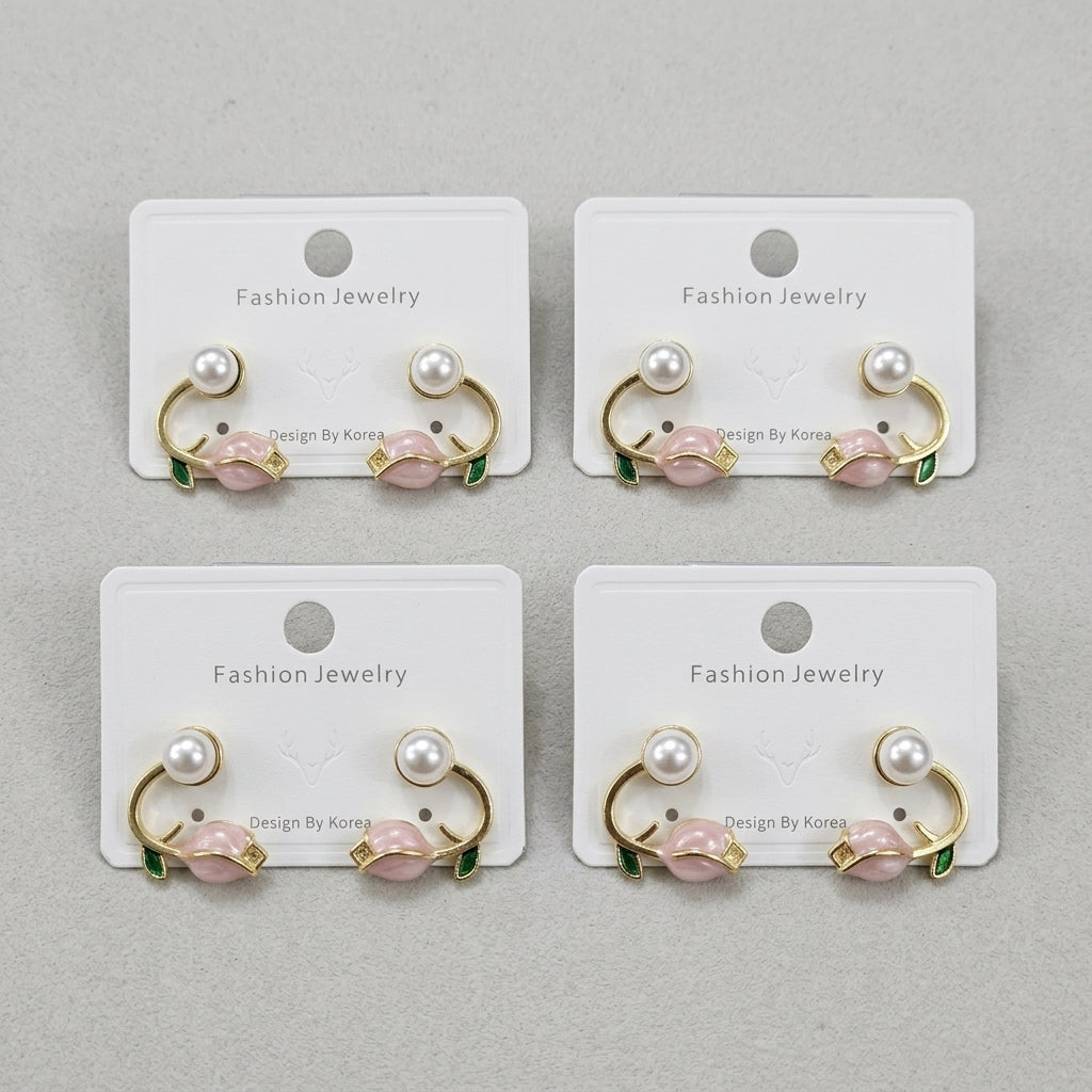 MIMI - LOTUS CUTE PINK EARRINGS - 2 Secondary image