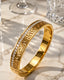 MEGA Gold Plated Greek Pattern Crystal Studded Cuff Bracelet for Women | Premium Openable Kada Bangle
