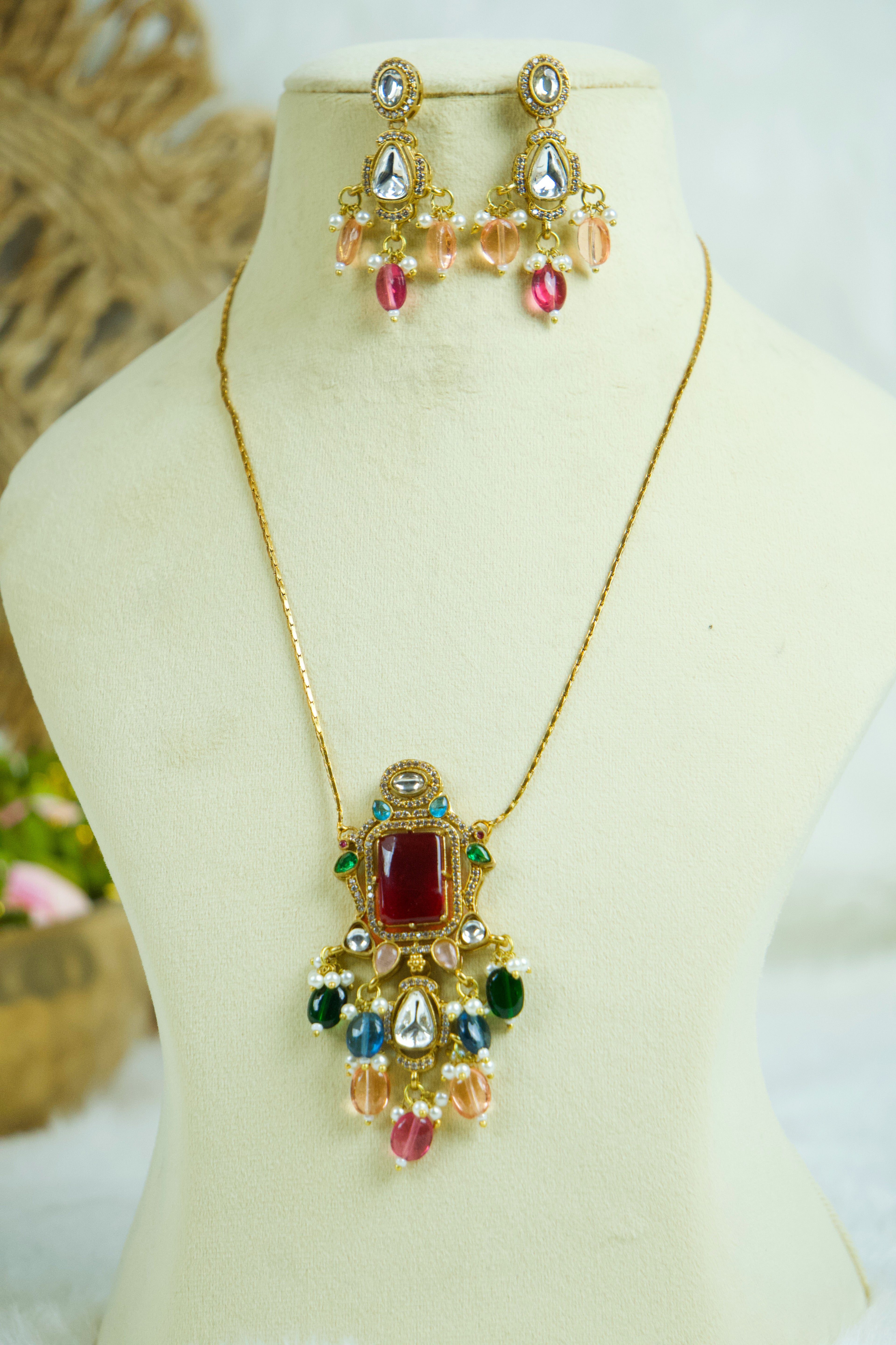 Sabya - Premium Statement Monalisa Original Stone Necklaces (Thin) 1
