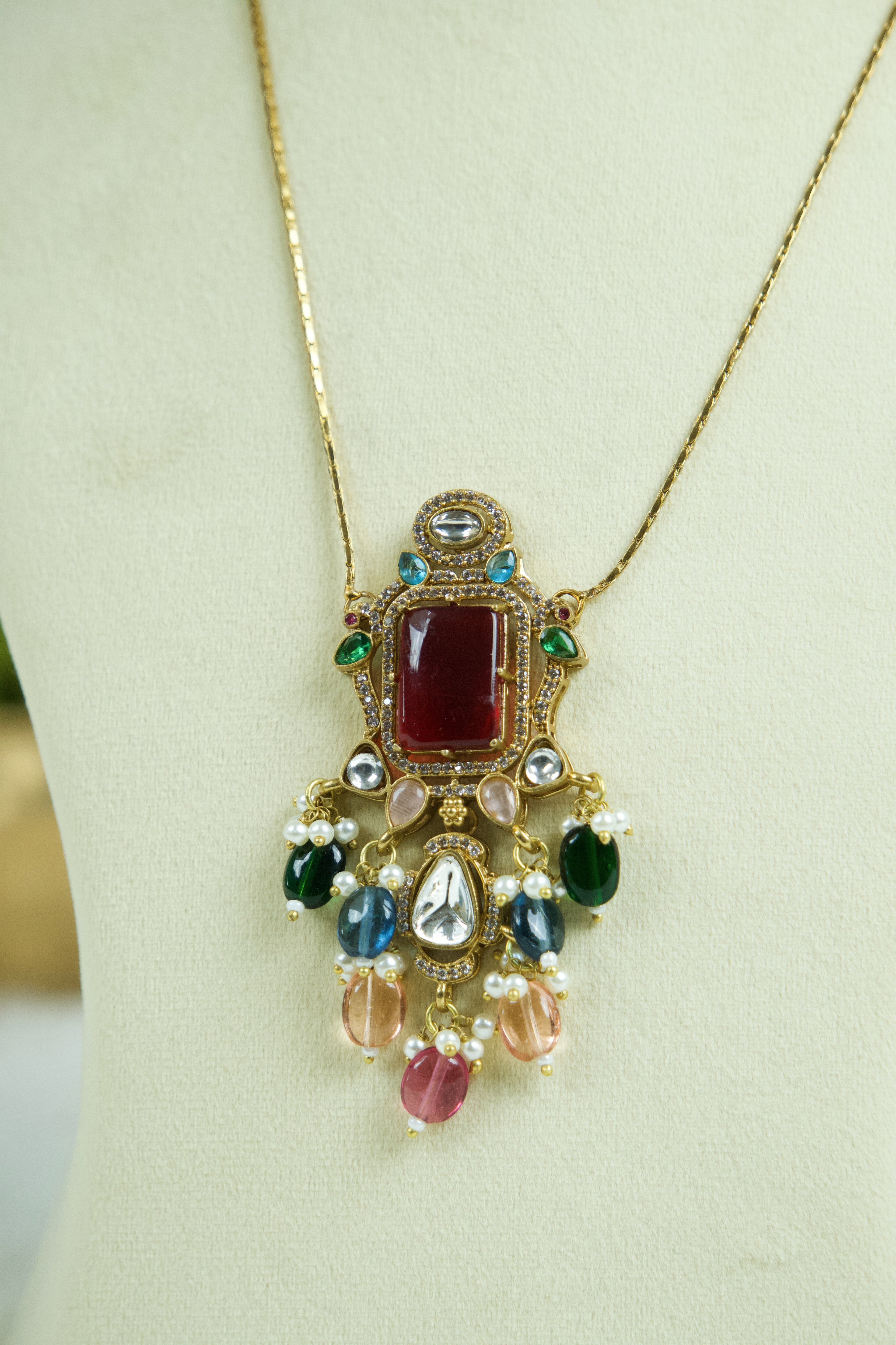 Sabya - Premium Statement Monalisa Original Stone Necklaces (Thin) 1